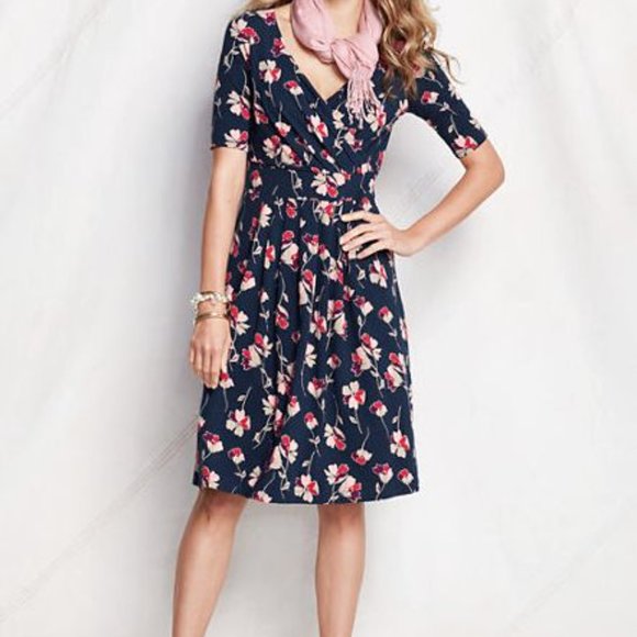 Lands End Cotton Modal Fit & Flare Dress XL - Picture 2 of 6